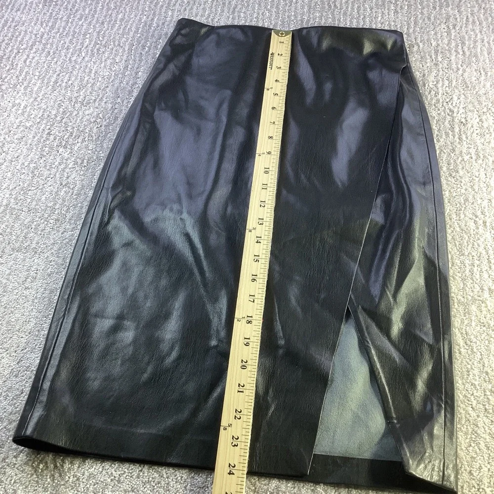 Faux Leather Black Pencil Skirt - Unbranded